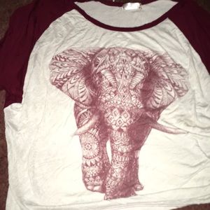Maroon elephant baseball tee
